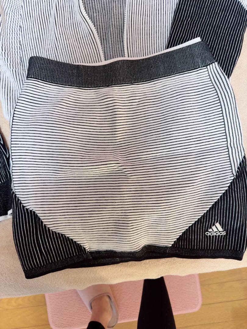adidas ストライプ フーディー スカート セット M