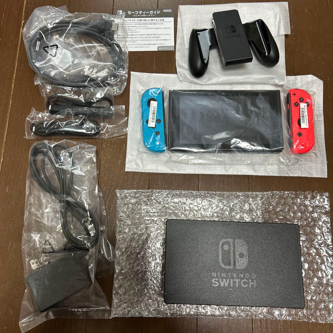 バッテリー強化版 Nintendo Switch 本体 赤/青　付属品セット