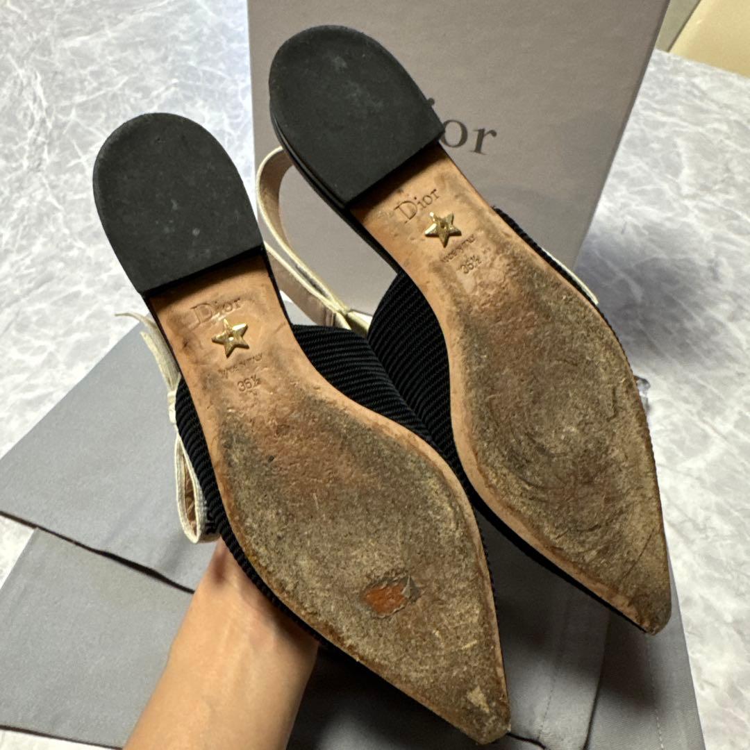 Christian Dior フラットシューズ　リボン　36 1/2
