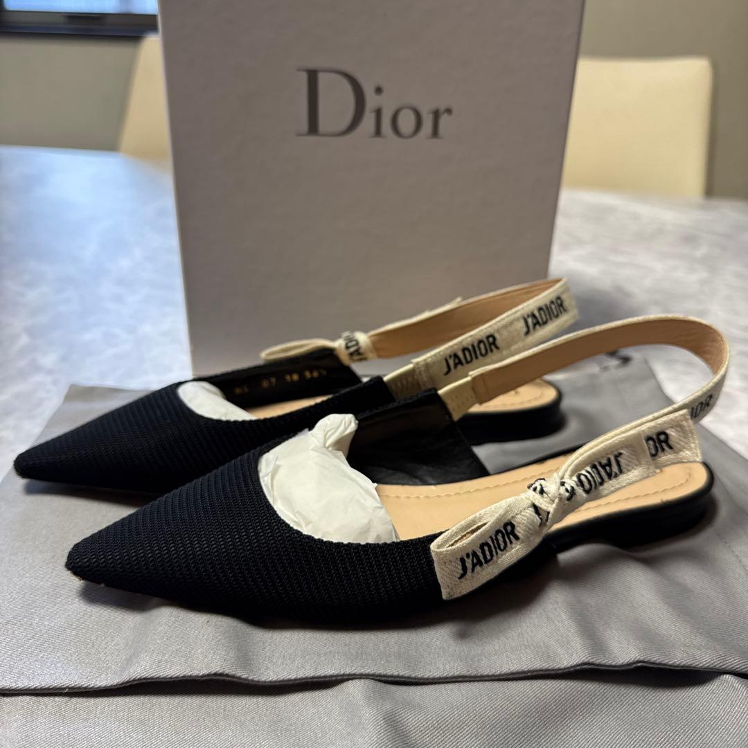 Christian Dior フラットシューズ　リボン　36 1/2