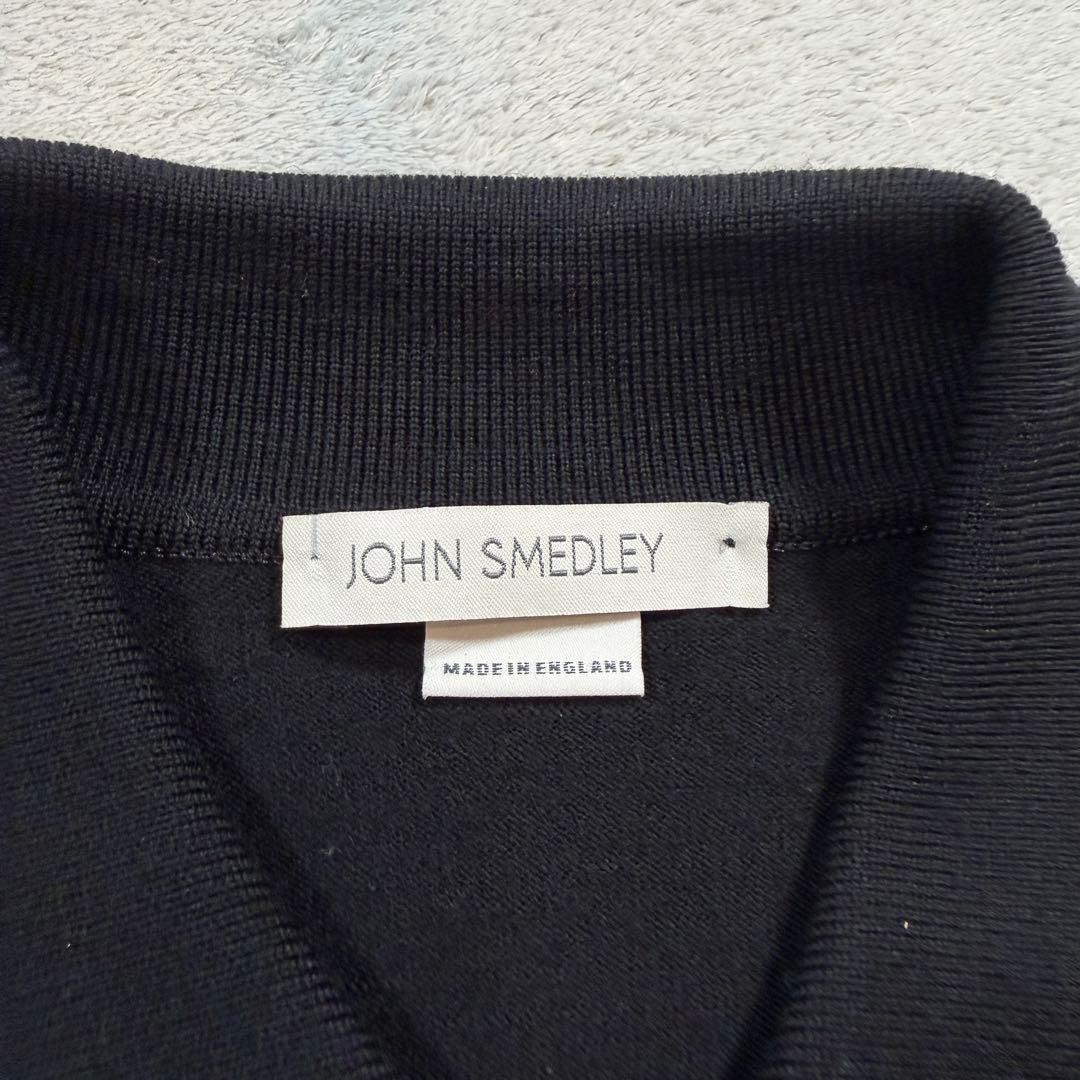 ジョンスメドレー　ウール　ニット　ポロシャツ　黒　Mサイズ
