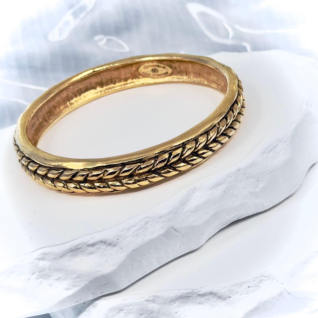 CHANEL シャネル ヴィンテージ バングル ブレスレット ロープ柄 ゴールド