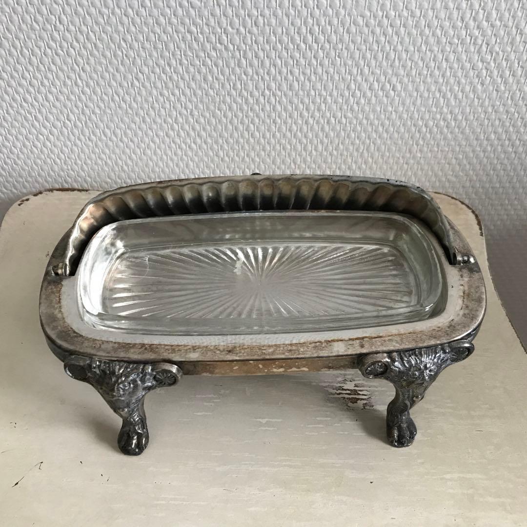 F.B. Rogers ライオン　バターディッシュ　シルバープレート　銀　獅子