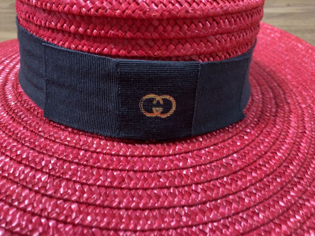 激レア　GUCCI グッチ　麦わら帽子　カンカン帽　ストローハット