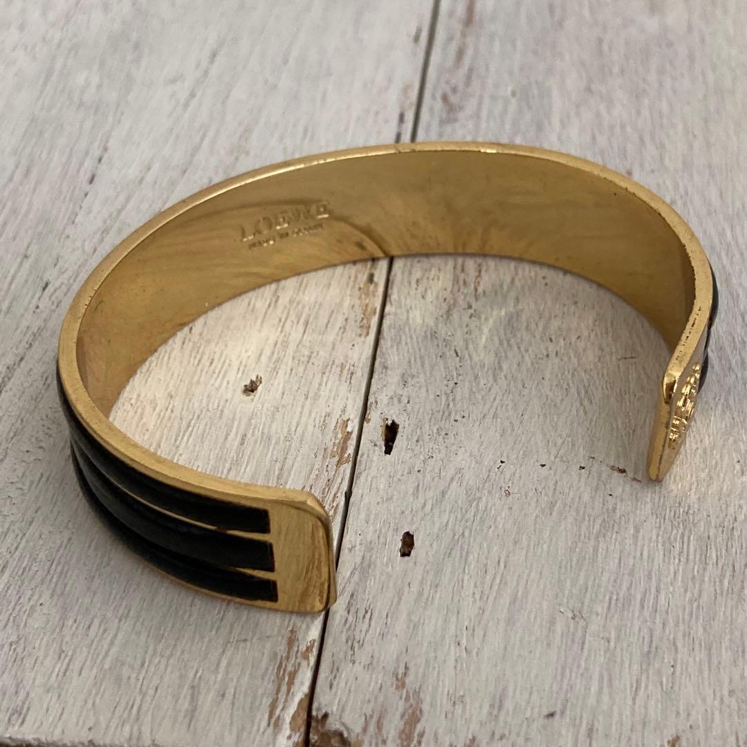 LOEWE ロエベ バングル ブレスレット ゴールドカラー×ブラック