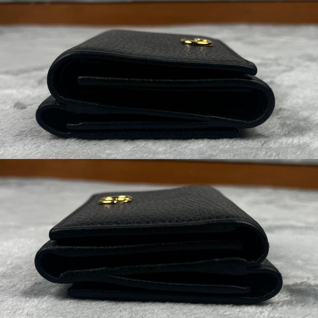 Gucci グッチ 3つ折り財布 GG マーモント レザー 黒 ブラック