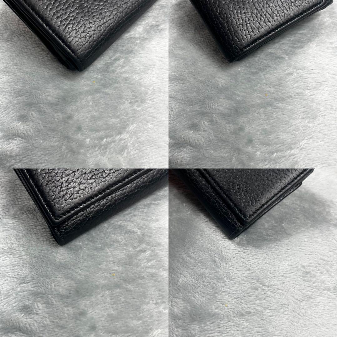 Gucci グッチ 3つ折り財布 GG マーモント レザー 黒 ブラック