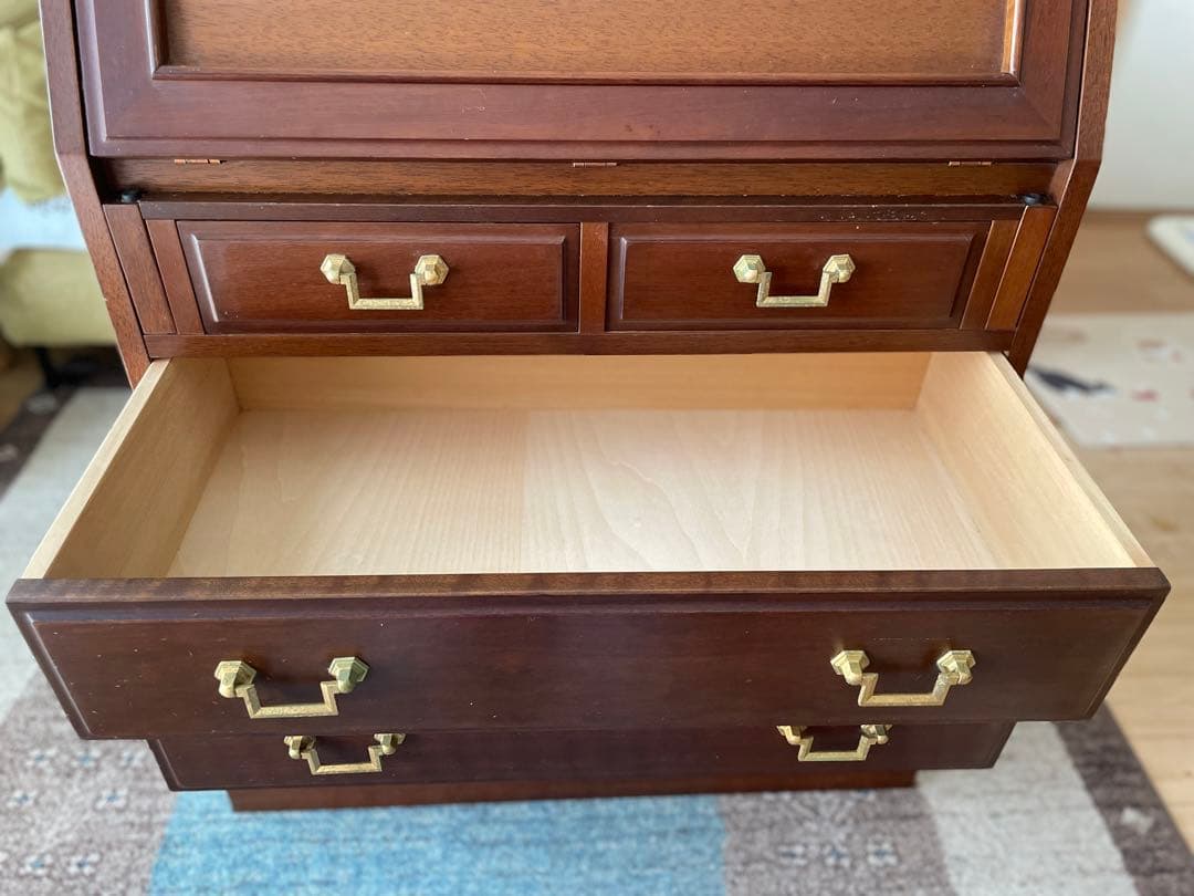 マルニ木工　天然木　机　ライティングビューロー　レトロ　アンティーク