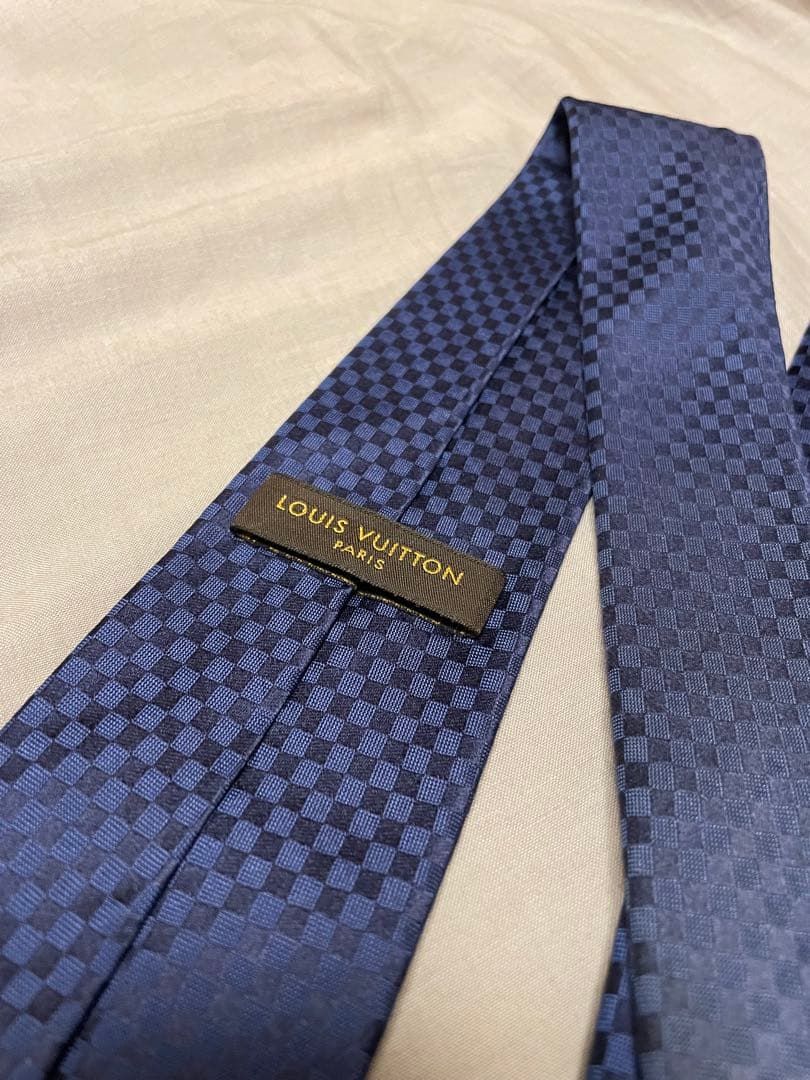 ルイヴィトン　ネイビー チェック柄 ネクタイ