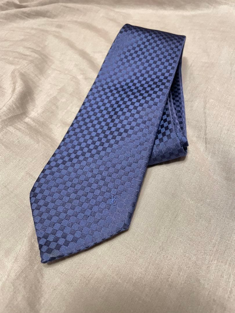 ルイヴィトン　ネイビー チェック柄 ネクタイ