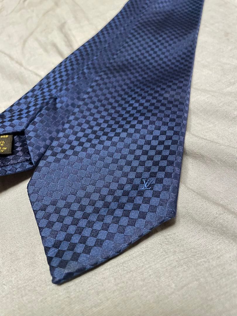 ルイヴィトン　ネイビー チェック柄 ネクタイ