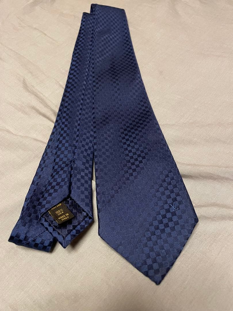 ルイヴィトン　ネイビー チェック柄 ネクタイ