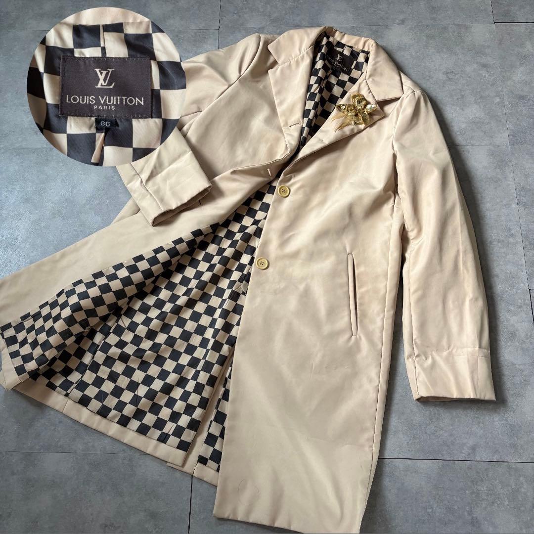 【圧倒的存在感❗️】ルイ・ヴィトン　ダミエ　コート　裏地総柄　L