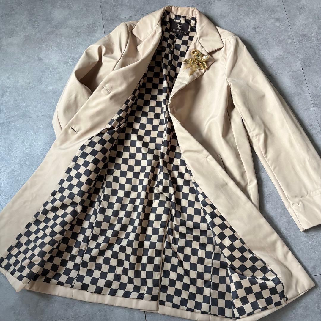 【圧倒的存在感❗️】ルイ・ヴィトン　ダミエ　コート　裏地総柄　L
