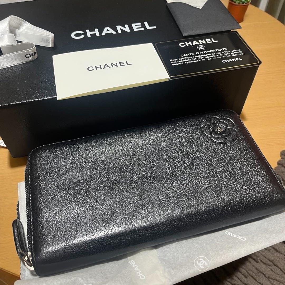 CHANEL シャネル カメリア ラウンドファスナー 長財布 付属品完備