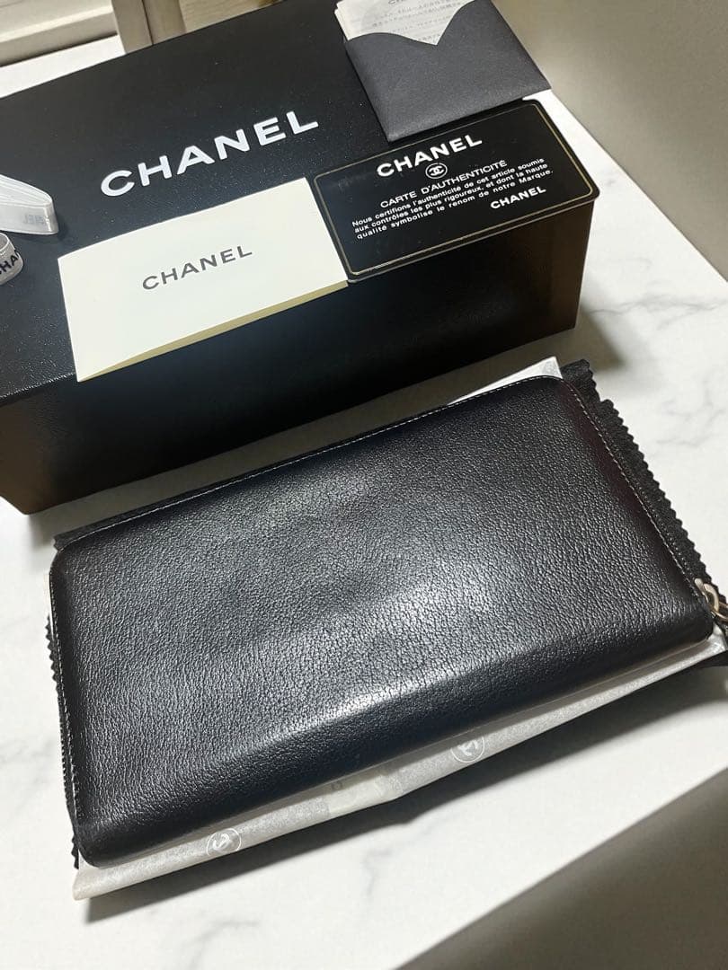 CHANEL シャネル カメリア ラウンドファスナー 長財布 付属品完備