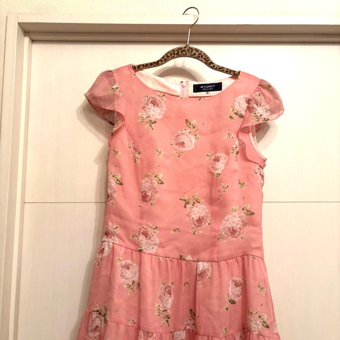 M's グレィシー　薔薇柄ロングワンピース