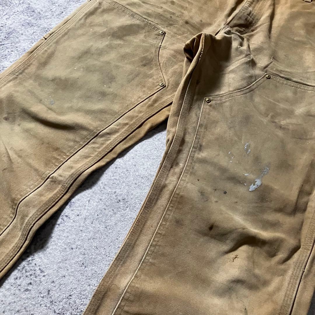 90sCarharttカーハートUSA製ダック地ダブルニーワークパンツベージュ