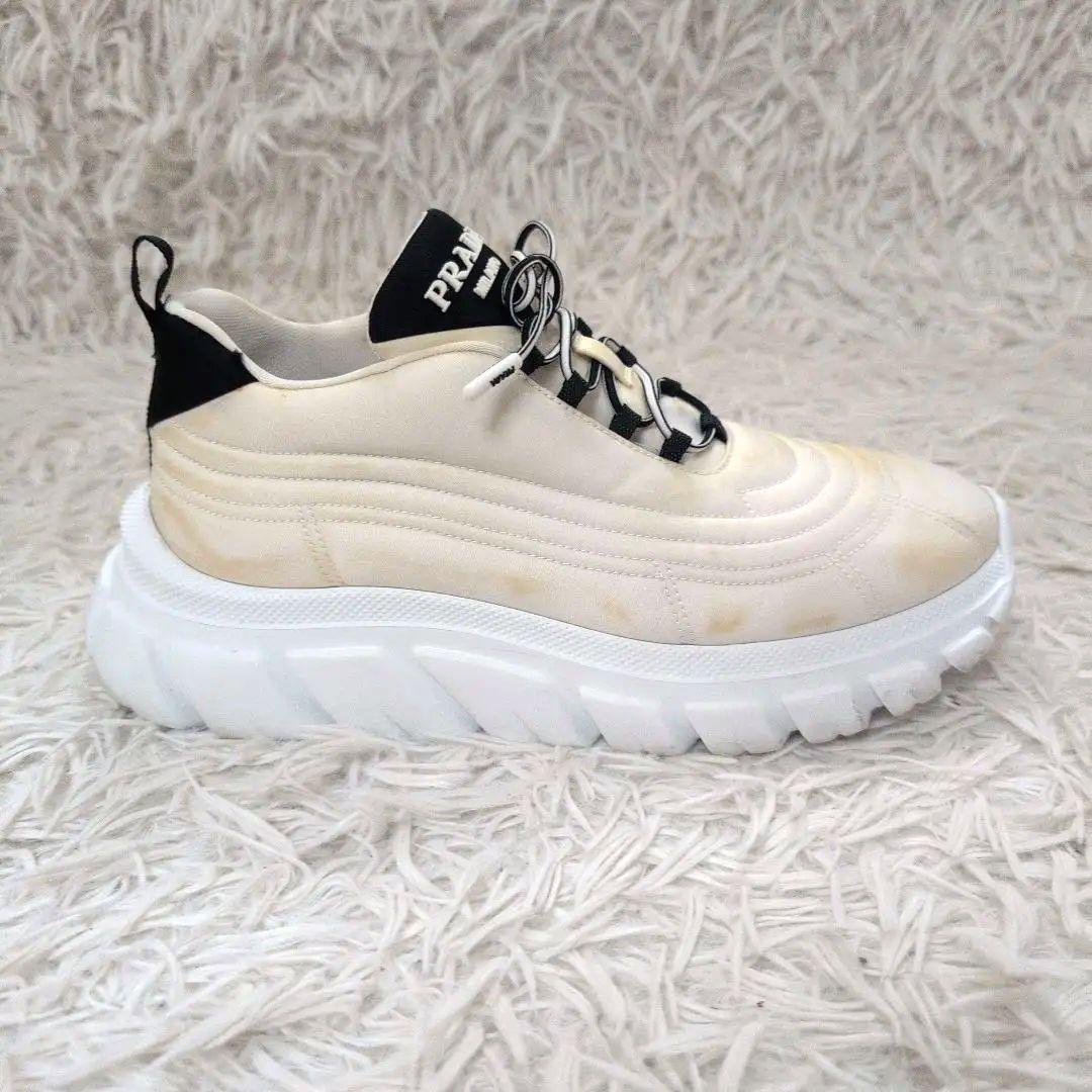 PRADA プラダ リナイロン スニーカー 21SS 三角ロゴ 白 38 1/2