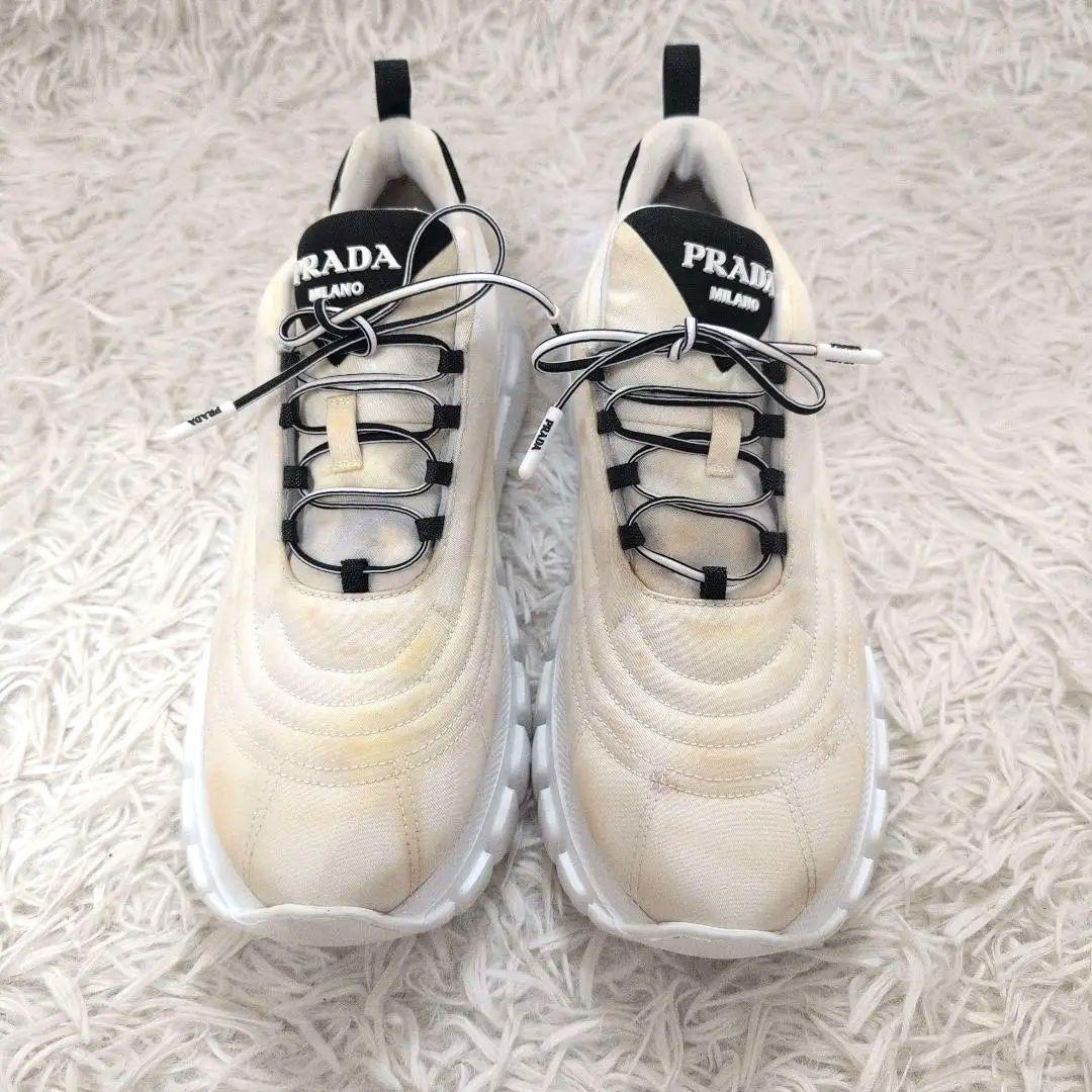 PRADA プラダ リナイロン スニーカー 21SS 三角ロゴ 白 38 1/2