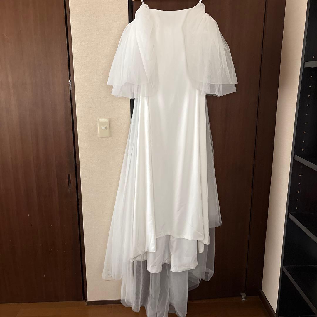 キャミソール サテン チュール 前撮り ウェディングドレス（WD242239）