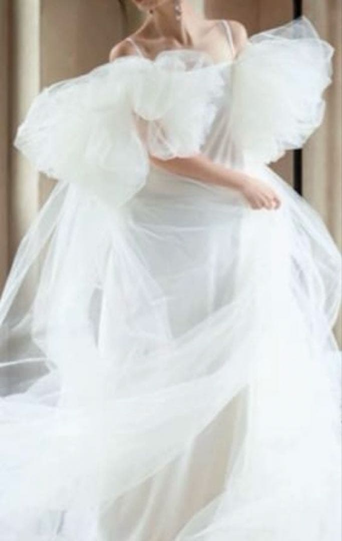 キャミソール サテン チュール 前撮り ウェディングドレス（WD242239）