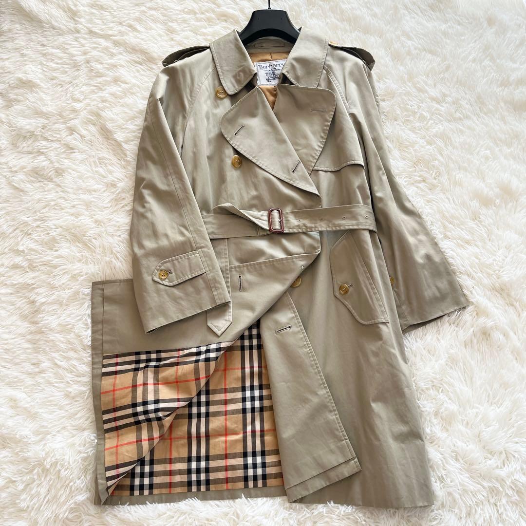 美品　バーバリー　トレンチコート　オリーブ　中綿　ノバチェック　ワッシャー加工