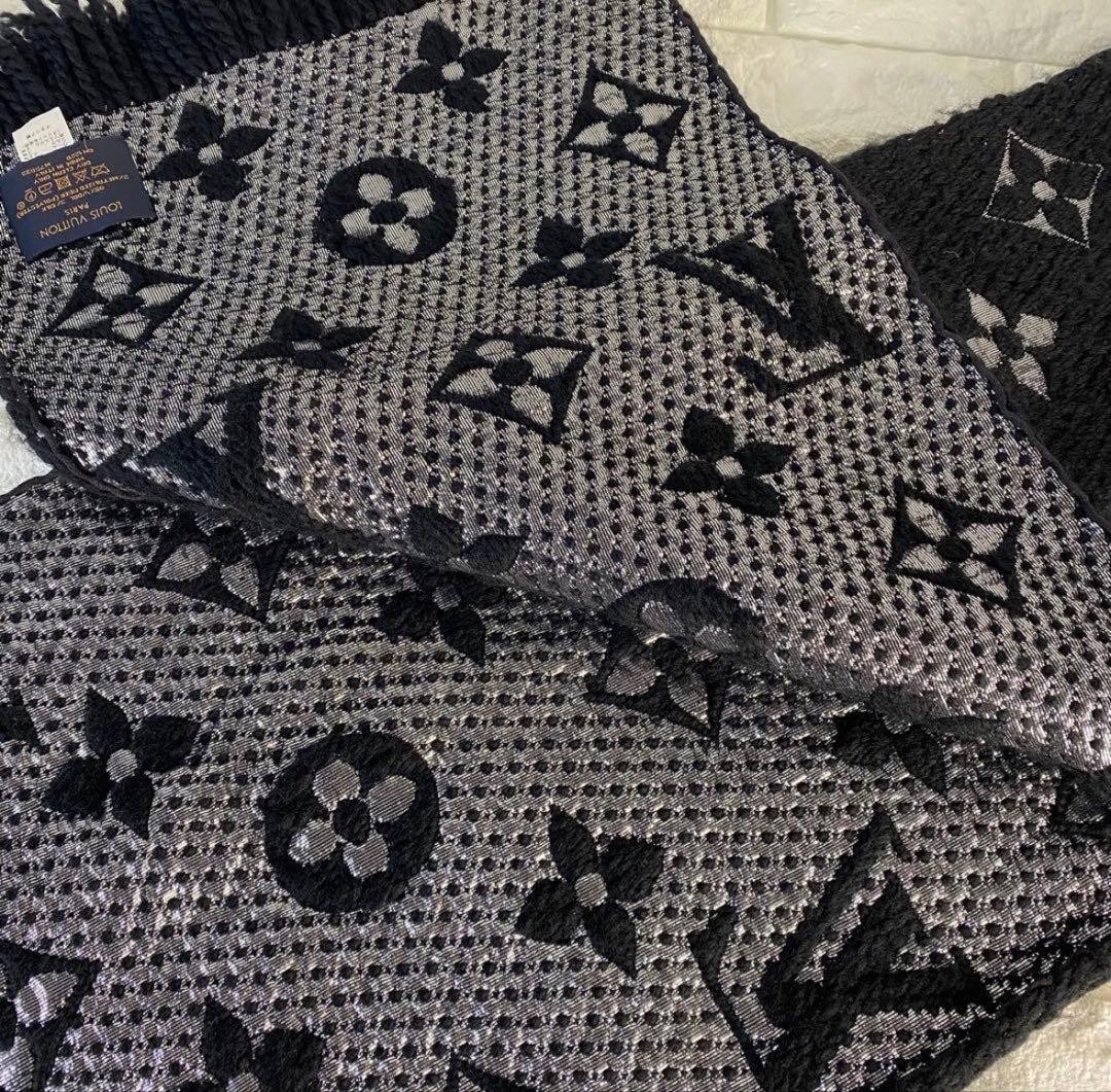 ルイヴィトン　M75833 エシャルプ　ロゴマニア　シャイン　ノワール　マフラー