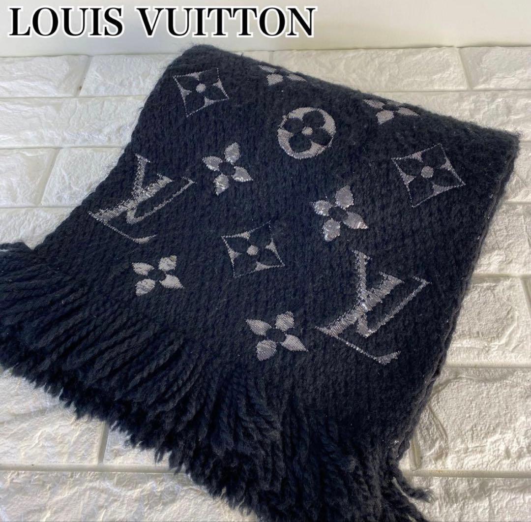 ルイヴィトン　M75833 エシャルプ　ロゴマニア　シャイン　ノワール　マフラー