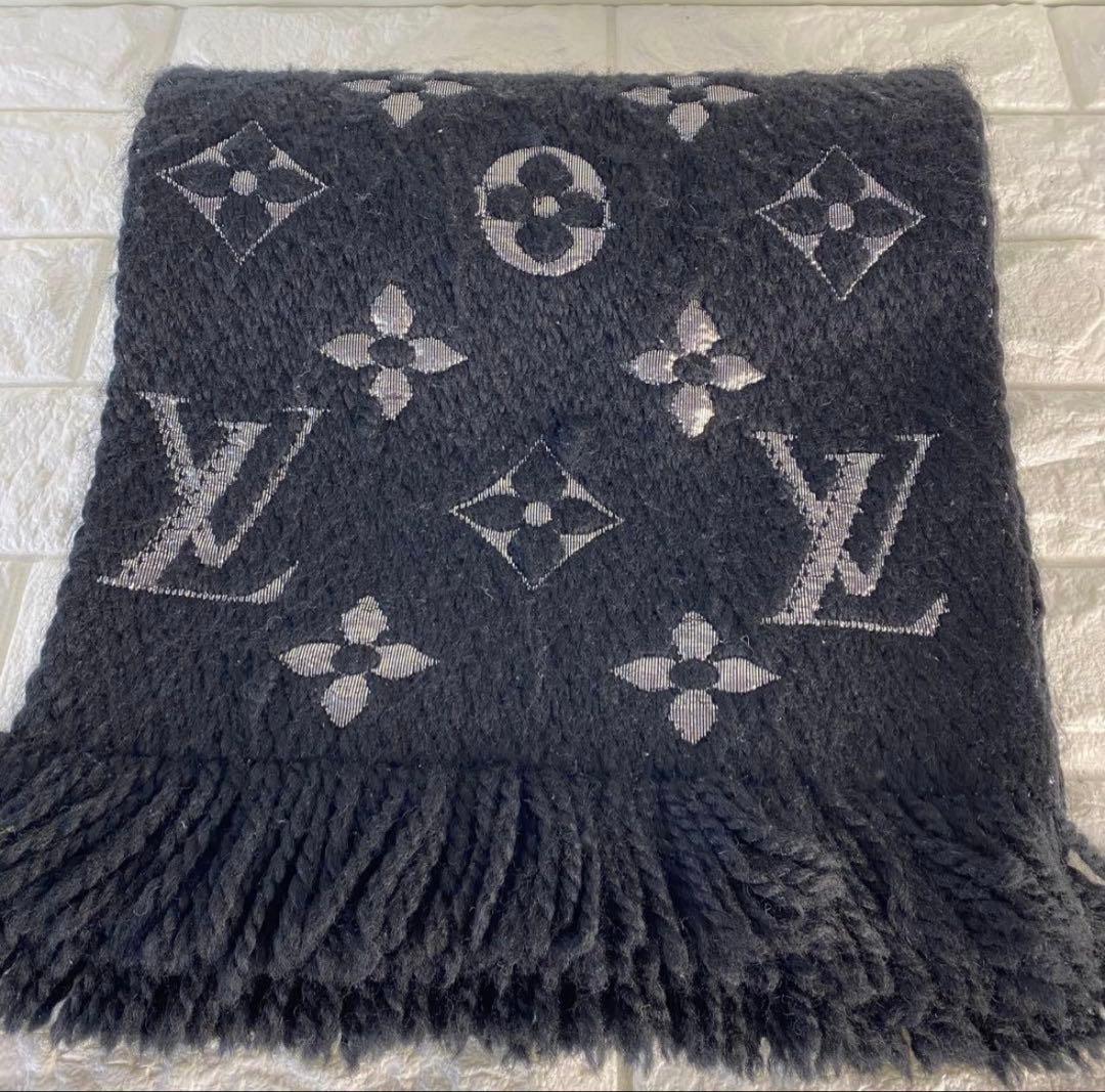 ルイヴィトン　M75833 エシャルプ　ロゴマニア　シャイン　ノワール　マフラー