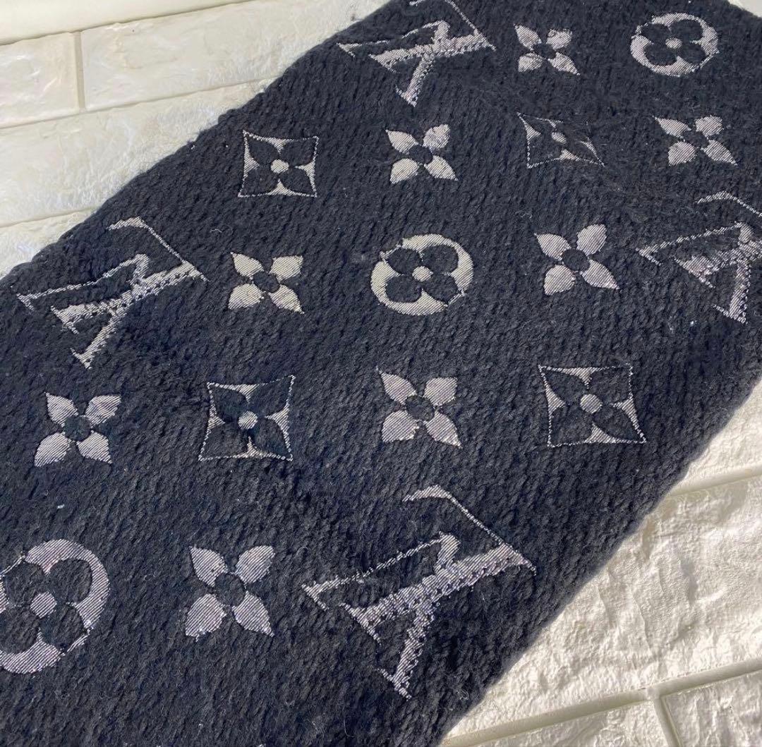 ルイヴィトン　M75833 エシャルプ　ロゴマニア　シャイン　ノワール　マフラー