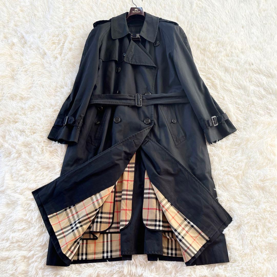 大きいサイズ　バーバリー　トレンチコート　ライナー　ノバチェック　ベルト　黒