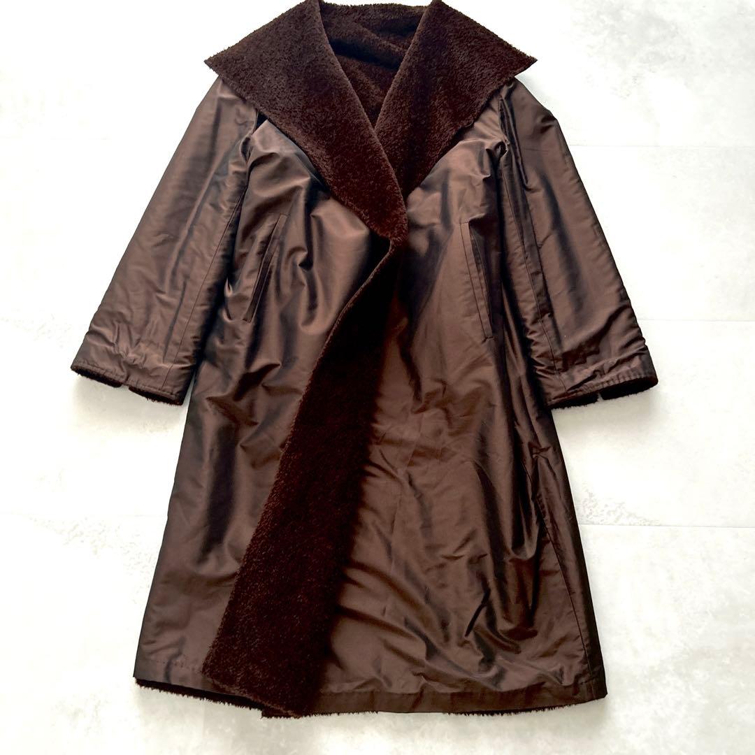 希少✨白タグ　マックスマーラ　アルパカボアリバーシブルコート女優襟最高級40 L