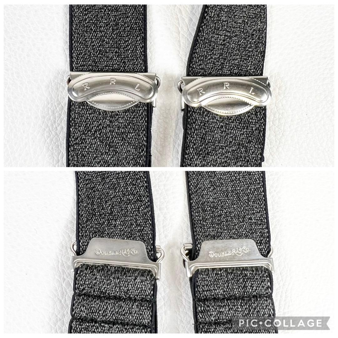 【現行✨】RRL ダブルアールエル サスペンダー ボタン式 レザー シルバー金具