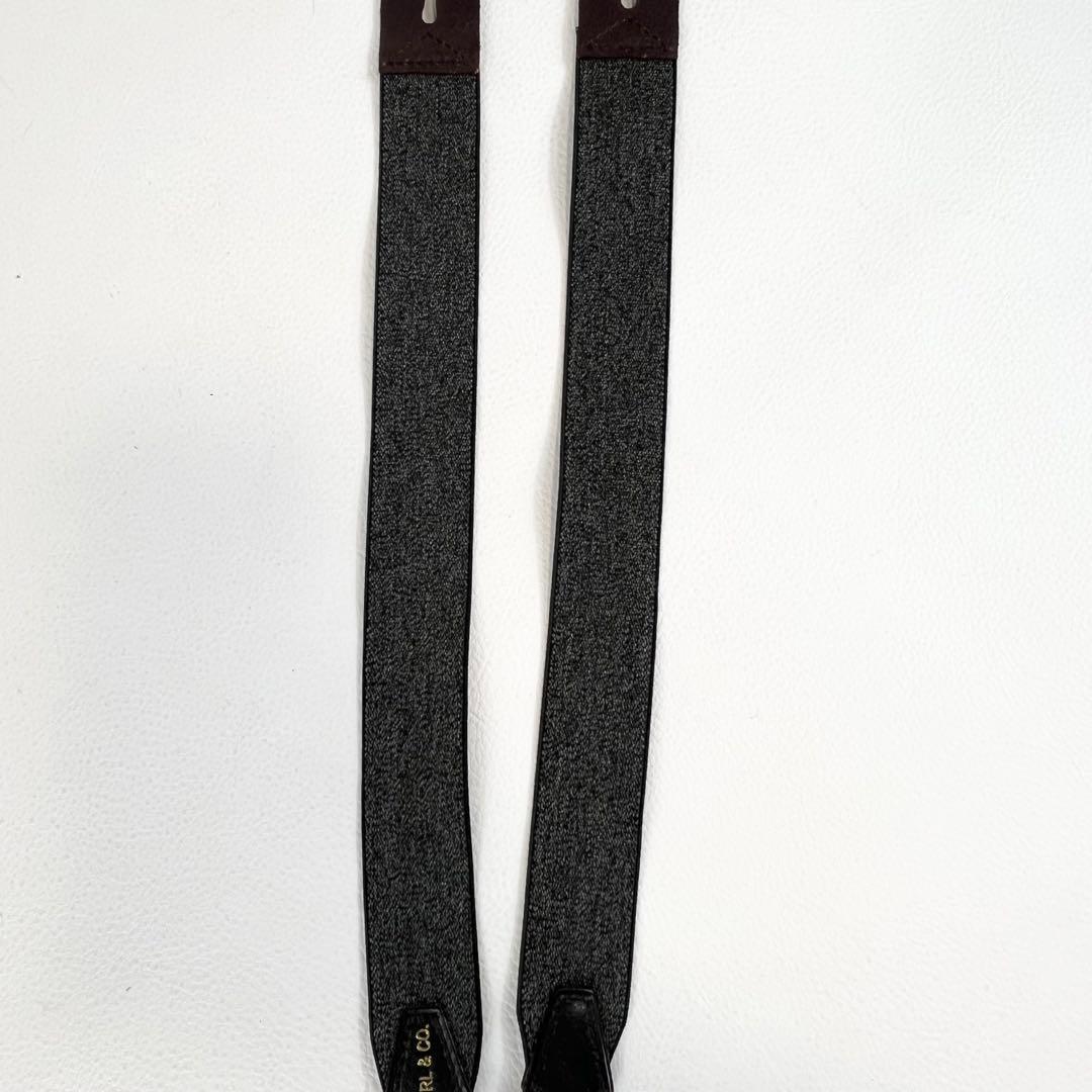 【現行✨】RRL ダブルアールエル サスペンダー ボタン式 レザー シルバー金具