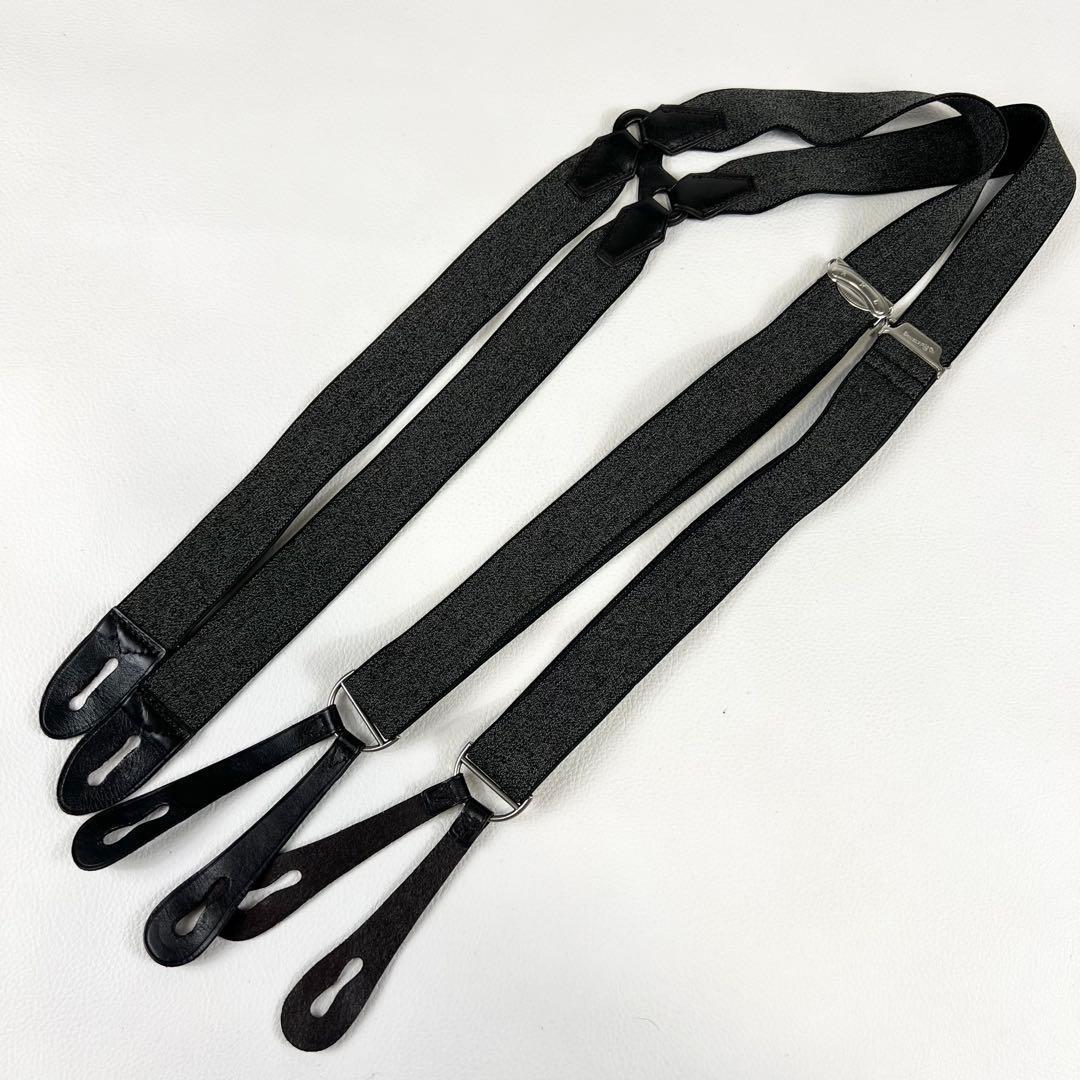 【現行✨】RRL ダブルアールエル サスペンダー ボタン式 レザー シルバー金具