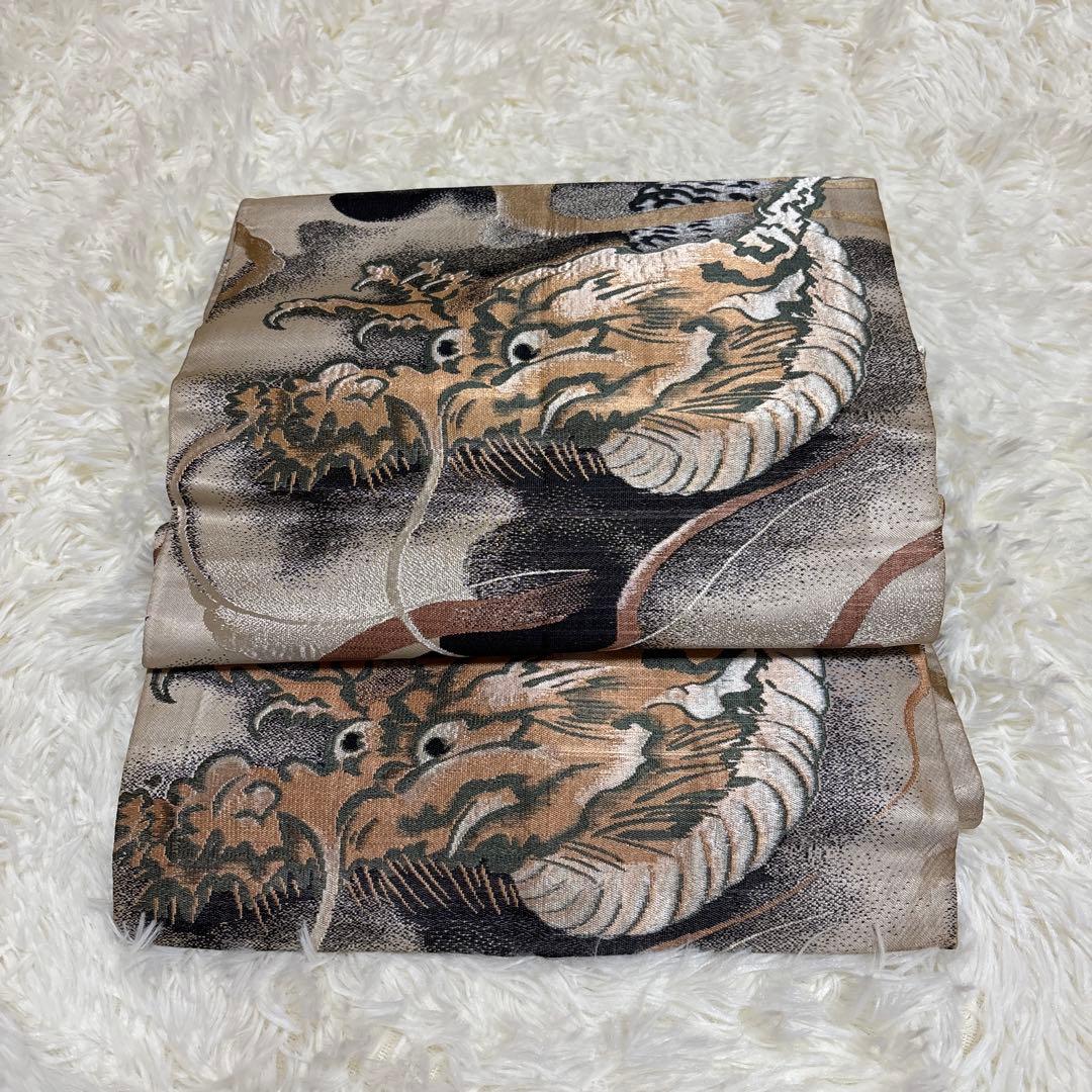 y*y様 名古屋帯？引き抜き結び用？アンティーク　レトロ　迫力ある龍柄　竜柄いか