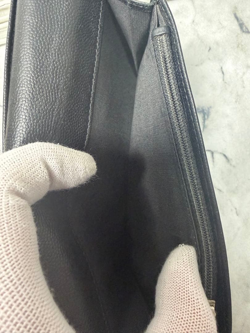 CHANEL ブラック キャビアスキン 長財布 シリアル18番台 一致 Gカード