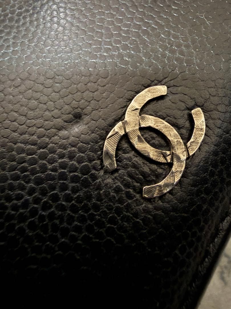 CHANEL ブラック キャビアスキン 長財布 シリアル18番台 一致 Gカード