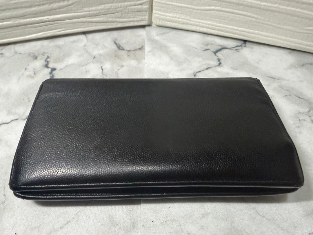 CHANEL ブラック キャビアスキン 長財布 シリアル18番台 一致 Gカード