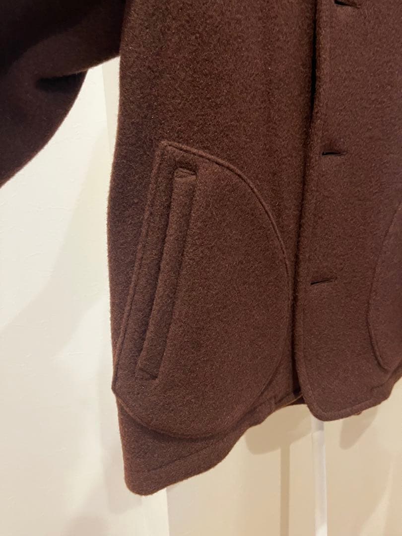 【新品】DANTON ノーカラージャケット ブラウン　42サイズ