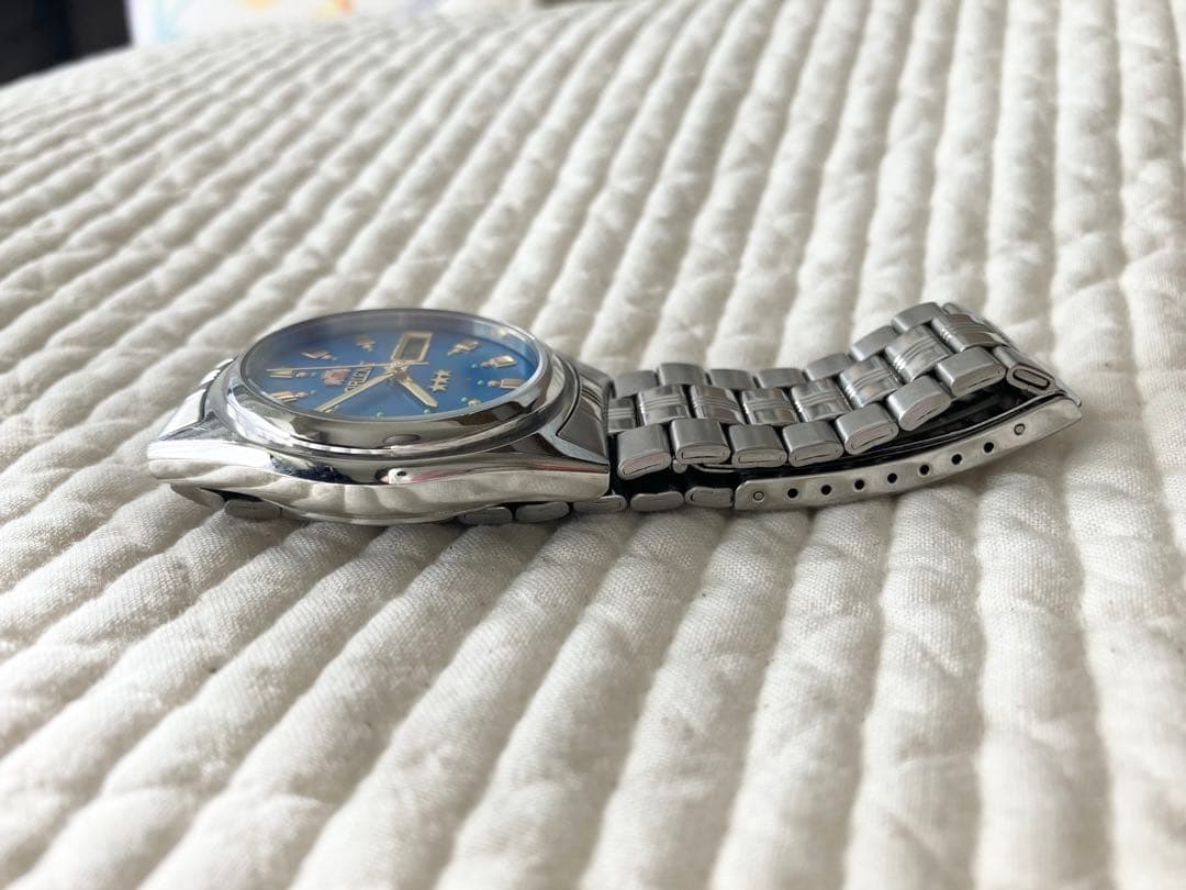 ORIENT 自動巻腕時計 アナログ ステンレス ブルー シルバー