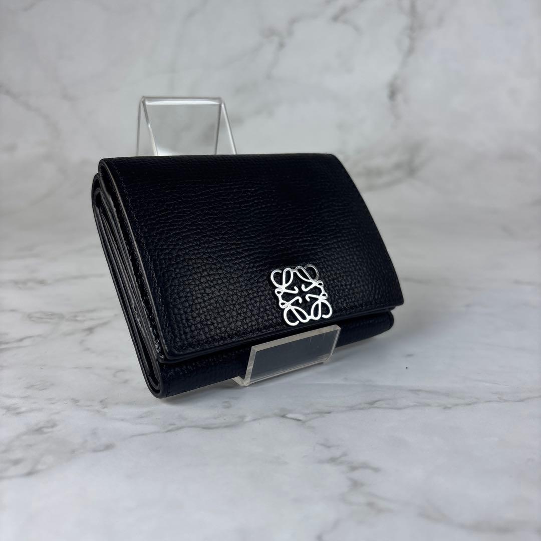 ロエベ　アナグラム　トライフォールドウォレット　Wホック　三つ折り　財布