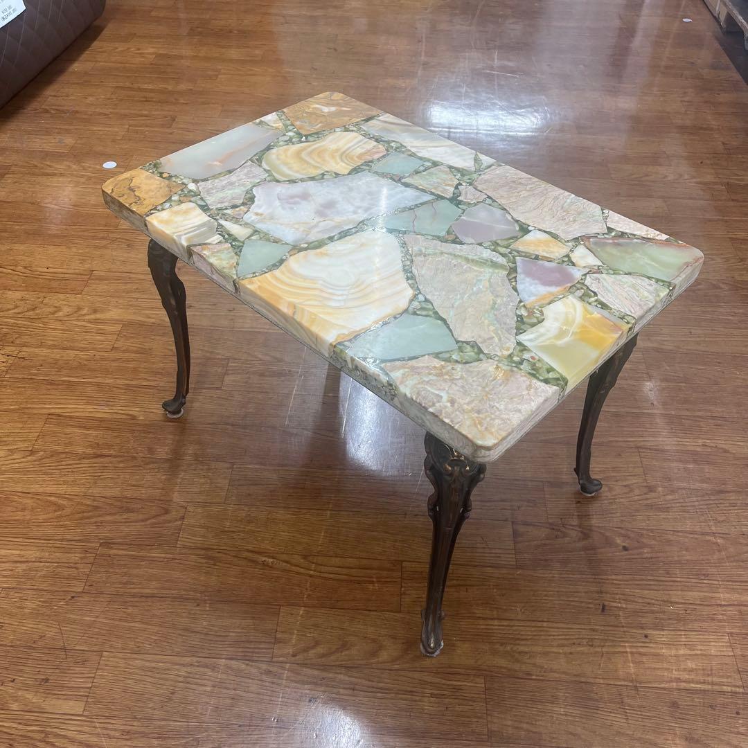 アンティーク イタリア オニキス コーヒーテーブル 大理石 天然石 タイルトップ