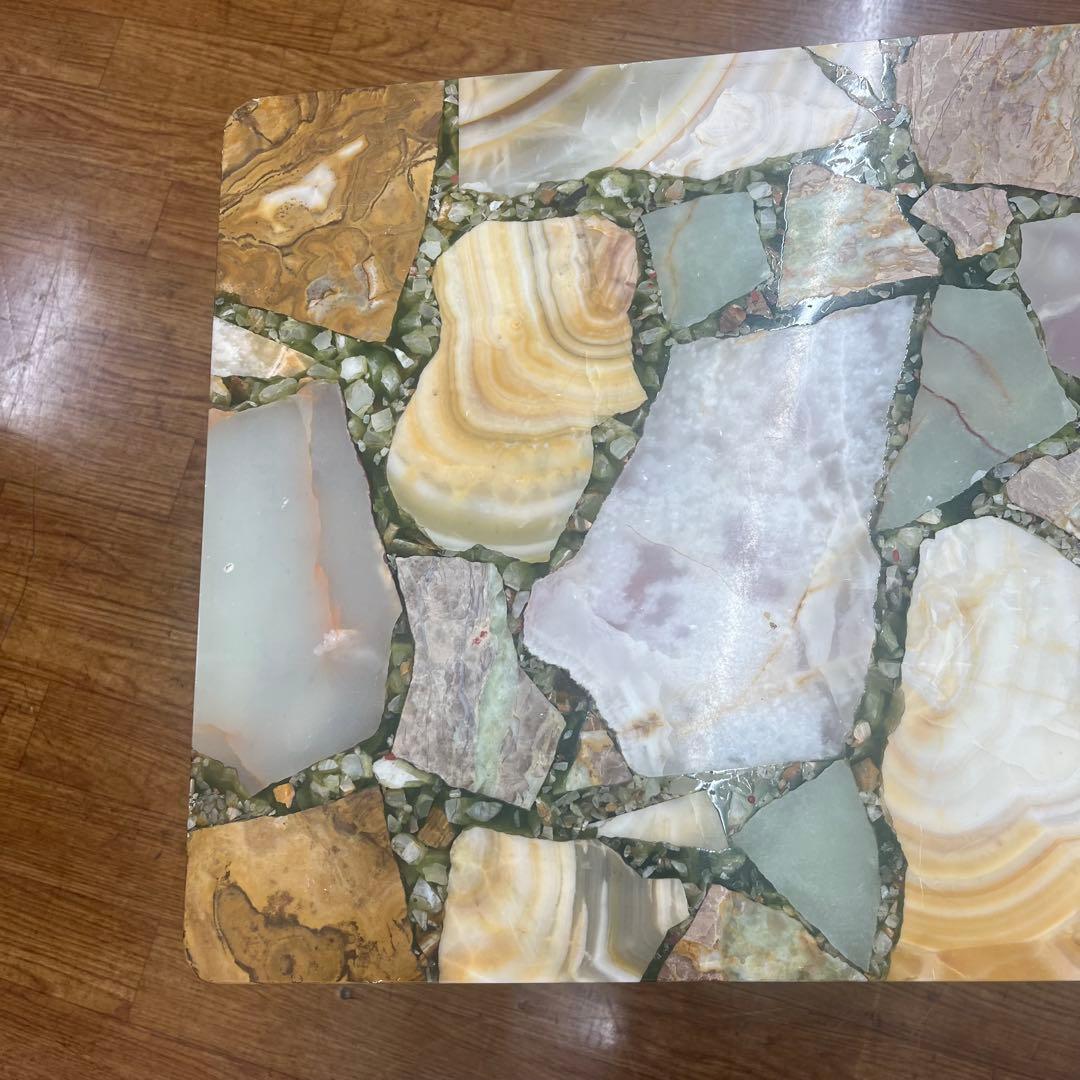 アンティーク イタリア オニキス コーヒーテーブル 大理石 天然石 タイルトップ