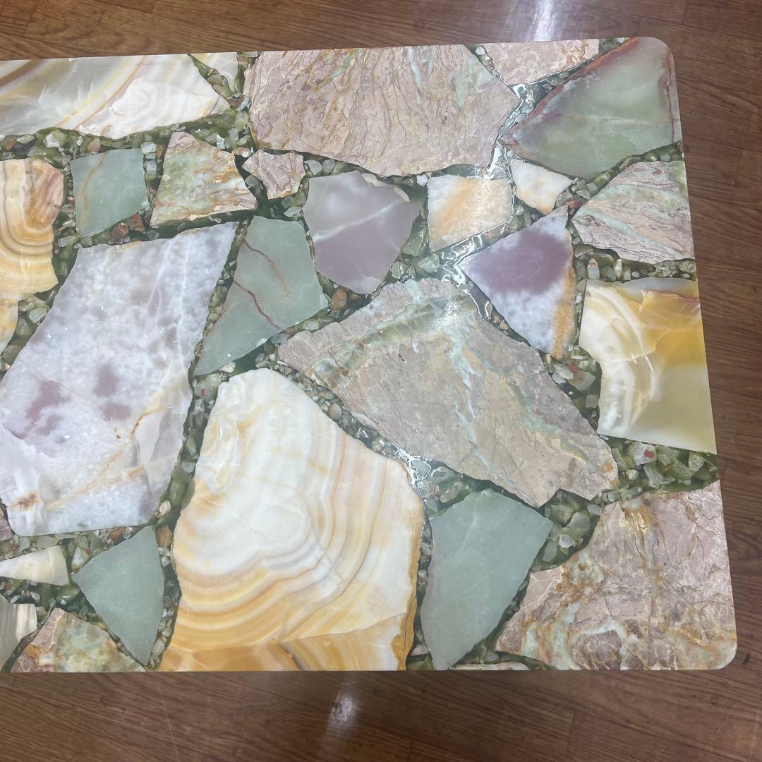 アンティーク イタリア オニキス コーヒーテーブル 大理石 天然石 タイルトップ