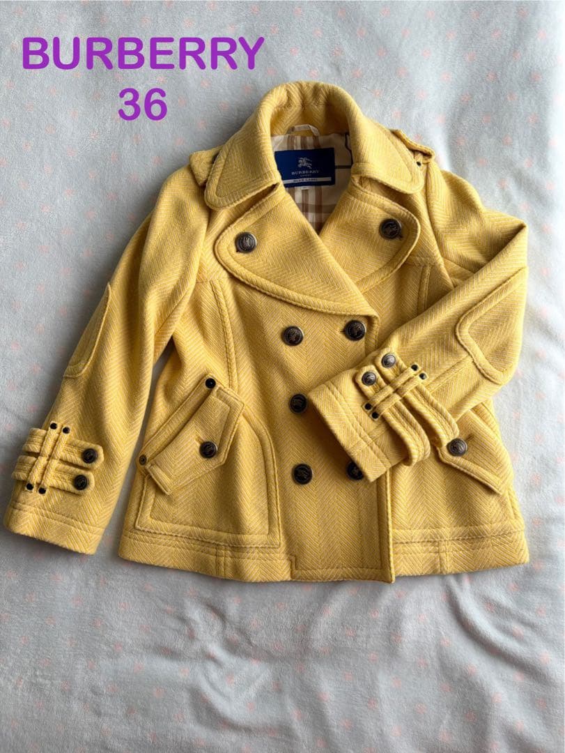 【美品】BURBERRY BLUE LABEL ダブルブレスト ピーコート 36
