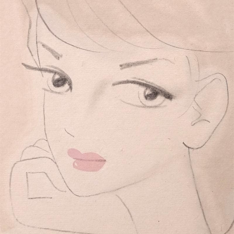 【MZ】◆東郷青児『明るい瞳』真筆 色紙水彩美人画◆検） 金子國義