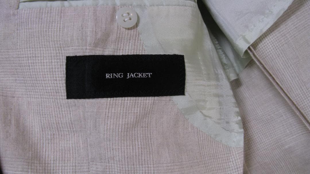 リングヂャケット　リネンシルク　ウィンドペン テーラードジャケット44