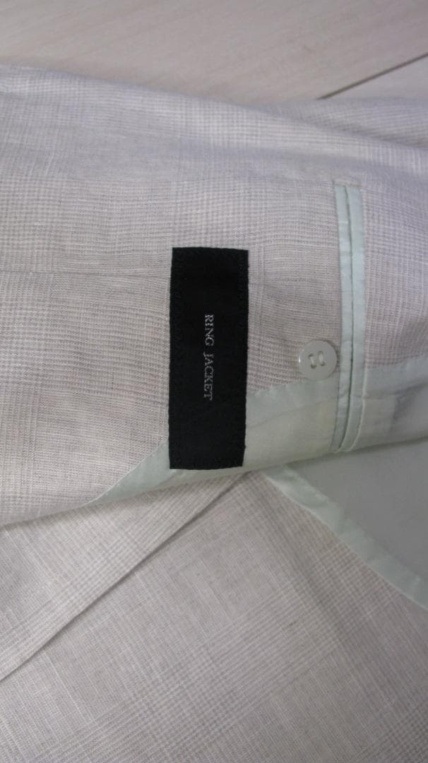 リングヂャケット　リネンシルク　ウィンドペン テーラードジャケット44